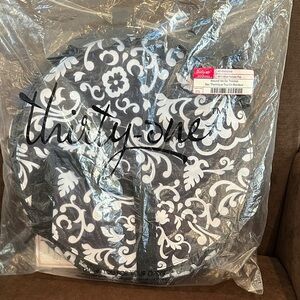 Thirty-One Around We Go Thermal Round Crockpot Bag Black Parisian Pop NIP